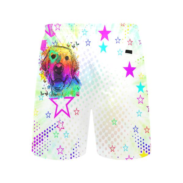 Badehose mit Hundemotiv Sunny - Badehose, Shorts, Strand, bunt, Swimwear, Bademode, Mix, Mischling, Golden Retriever, Goldy