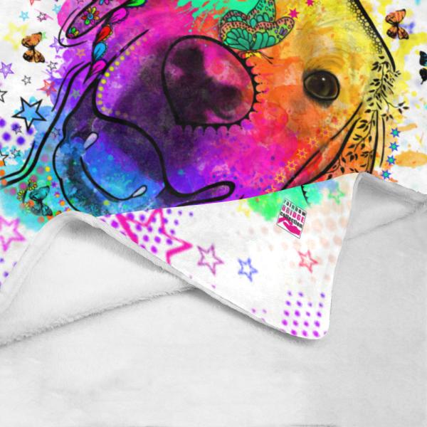 Decke Sunny -  Fleecedecke, kuschlig, weich, bunt, Motive in Digitaler Popart, 152cm x 203cm, bunt, Golden Retriever, Goldy
