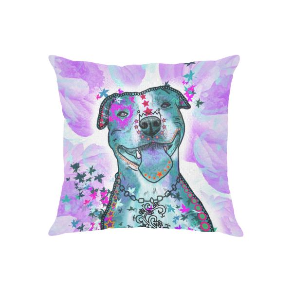 Weiches, bequemes Sofakissen, mit bunten Hundemotiven, American Staffordshire Terrier, AmStaff, Staff, Staffi, Pitbull, Piti, Pitbullterrier