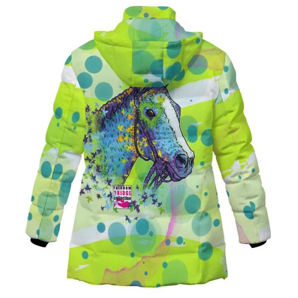 Warme Winterjacke mit Pferdemotiv Tasci – Popart Hundemotiv, 96% Polyester, 4% Spandex Unisex, bunt, Größe S-6XL, Pferd, Rennpferd