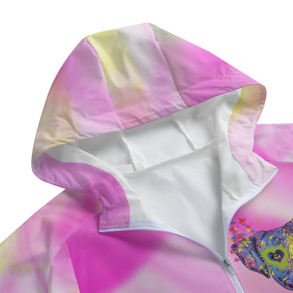 Leichte Regenjacke Tayra – Popart Hundemotiv, 100 % Polyester, Unisex, Staffordshire, AmStaff, Staff, Pitbull, Pit, Listenhund, SOKA