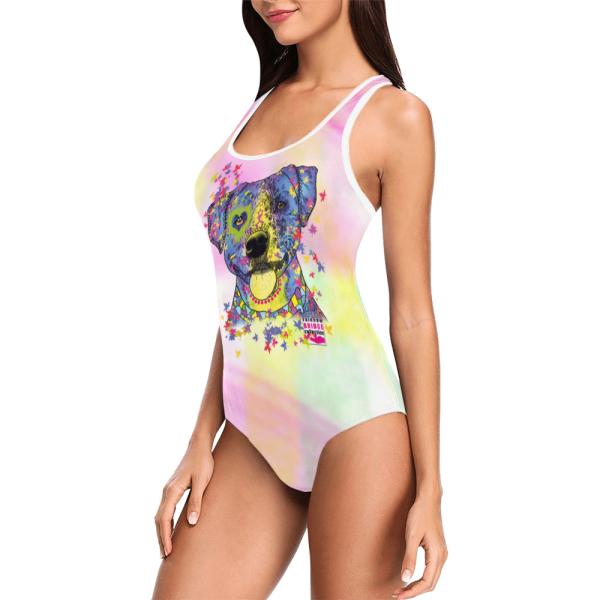 Badeanzug Hundemotiv Tayra -  85% Polyester, 15% Spandex, Wasserecht, mit Innenfutter, bunt, AmStaff, Staff, Staffordshire, SOKA, Listenhund