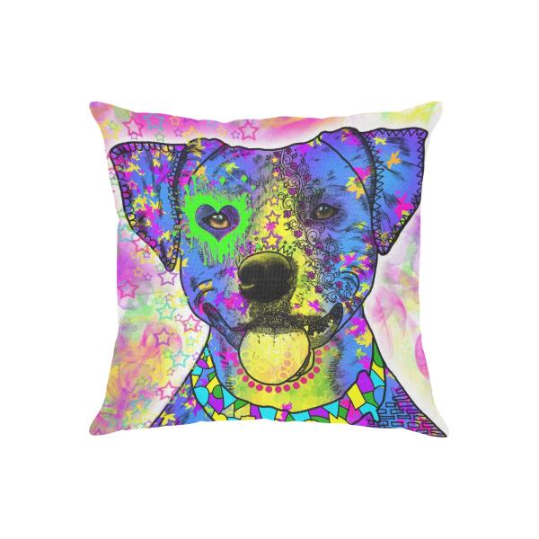 Weiches, bequemes Sofakissen, mit bunten Hundemotiven, American Staffordshire Terrier, AmStaff, Staff, Staffi, Pitbull, Piti, Pitbullterrier