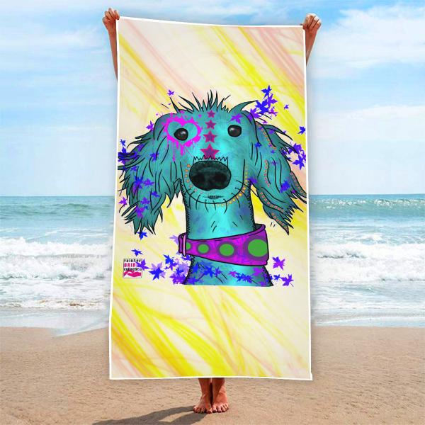 Badehandtuch Tootsi – Popart-Hundemotiv, 75x165 cm, 100 % Polyester, weich & schnelltrocknend