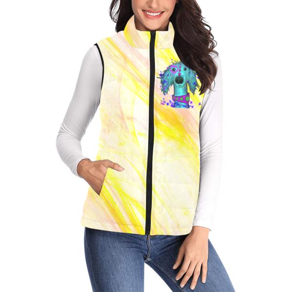 Weste mit Hundemotiv Tootsi - 100 % Polyester, Wattiertes Futter, Ärmellos, bunt, Hundemotiv, Windhund, Podenco, Mischling, Mix