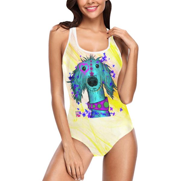 Badeanzug Hundemotiv Tootsie  - 85% Polyester, 15% Spandex, Wasserecht, mit Innenfutter, bunt, Windhunde