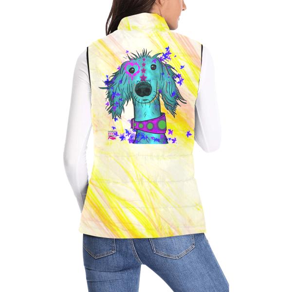 Weste mit Hundemotiv Tootsi - 100 % Polyester, Wattiertes Futter, Ärmellos, bunt, Hundemotiv, Windhund, Podenco, Mischling, Mix