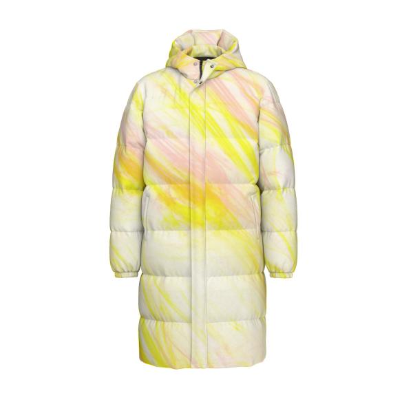 Warme Wintermantel mit Hundemotiv Tootsie– Popart Hundemotiv, 90% Daunen, 10% Federn, bunt, stylisch, Windhund, Langhaar, Größe XS- 4XL