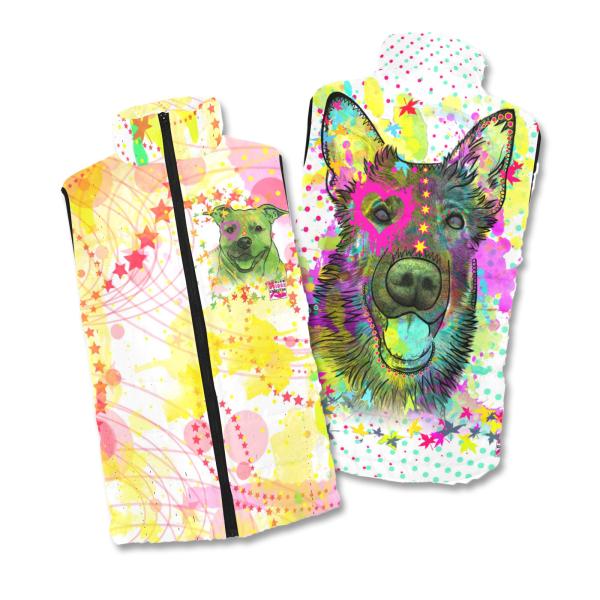 Weste mit Liebelingsmotiv von RBC - 100 % Polyester, Wattiertes Futter, Ärmellos, bunt, Hundemotiv